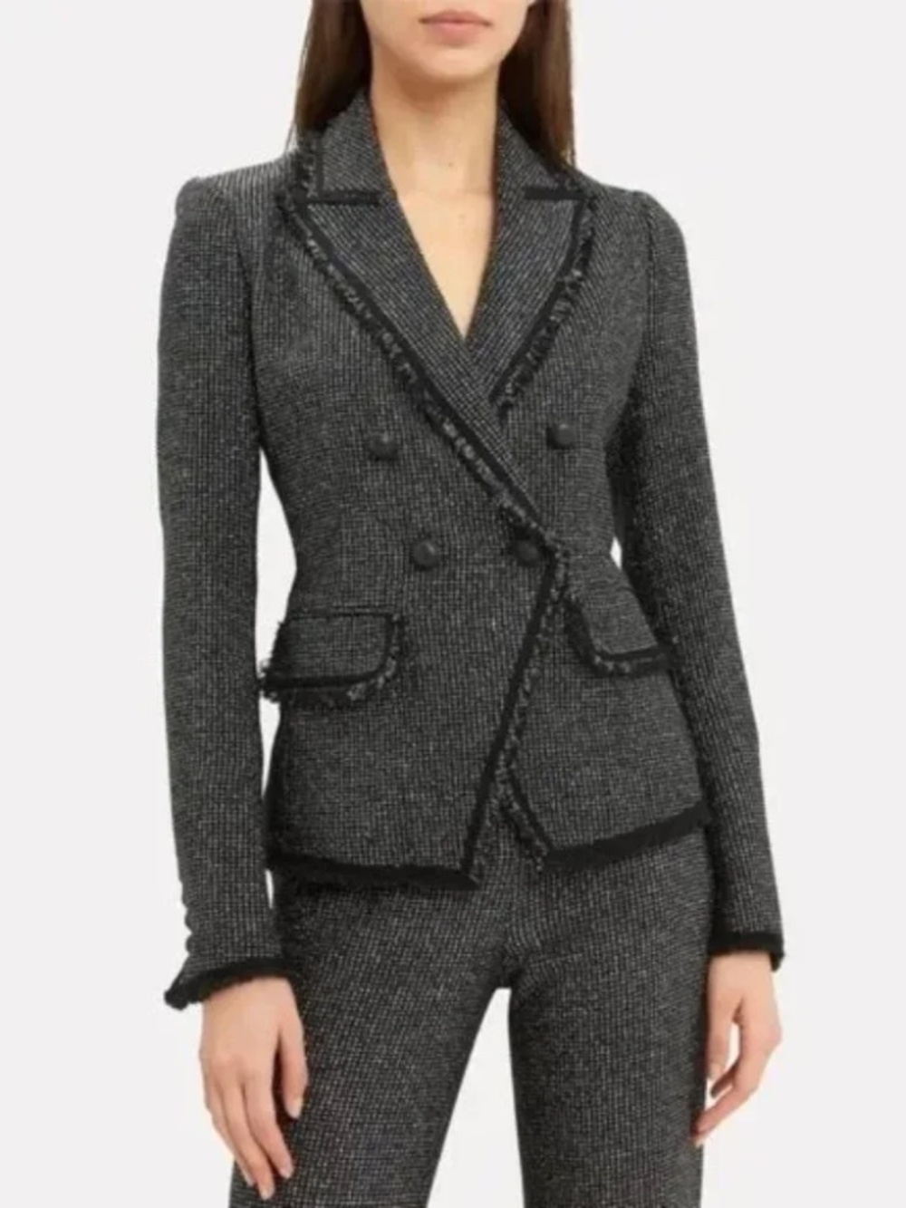 Veronica Beard Frisco Tweed Dickey Blazer Jacket Black Metallic Size 2